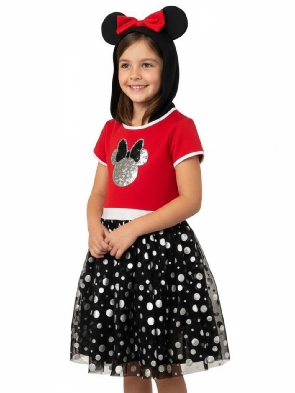 NWOT Minnie Mouse Sequin Dress with Hoodie